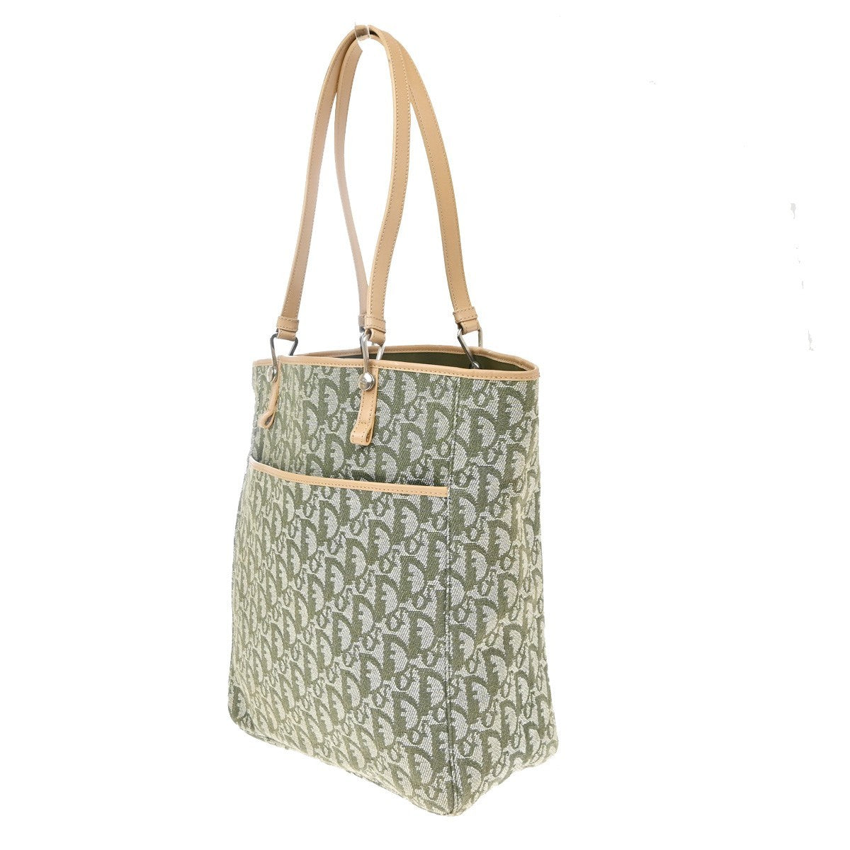 Christian Dior Vintage Open Pocket Diorissimo Canvas Green Canvas Tote Bag Bag (Pre-Owned)