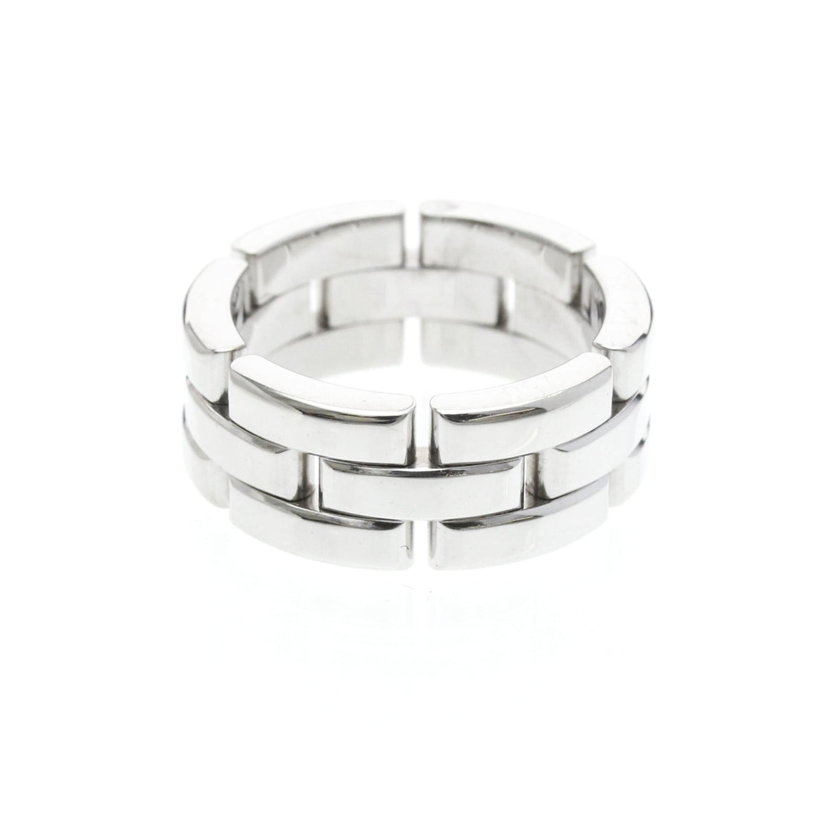 Cartier Maillon Panthere 3 Row 18K White Gold Silver White_Gold Ring Jewelry (Pre-Owned)