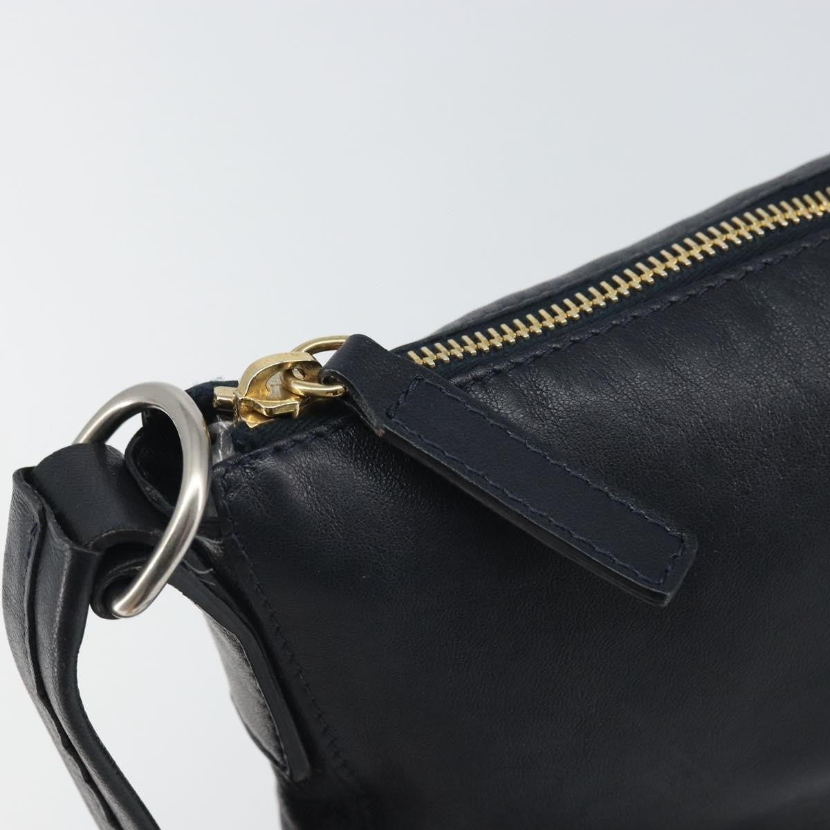 Celine Vintage Leather Navy Leather Shoulder Bag Bag (Pre-Owned)