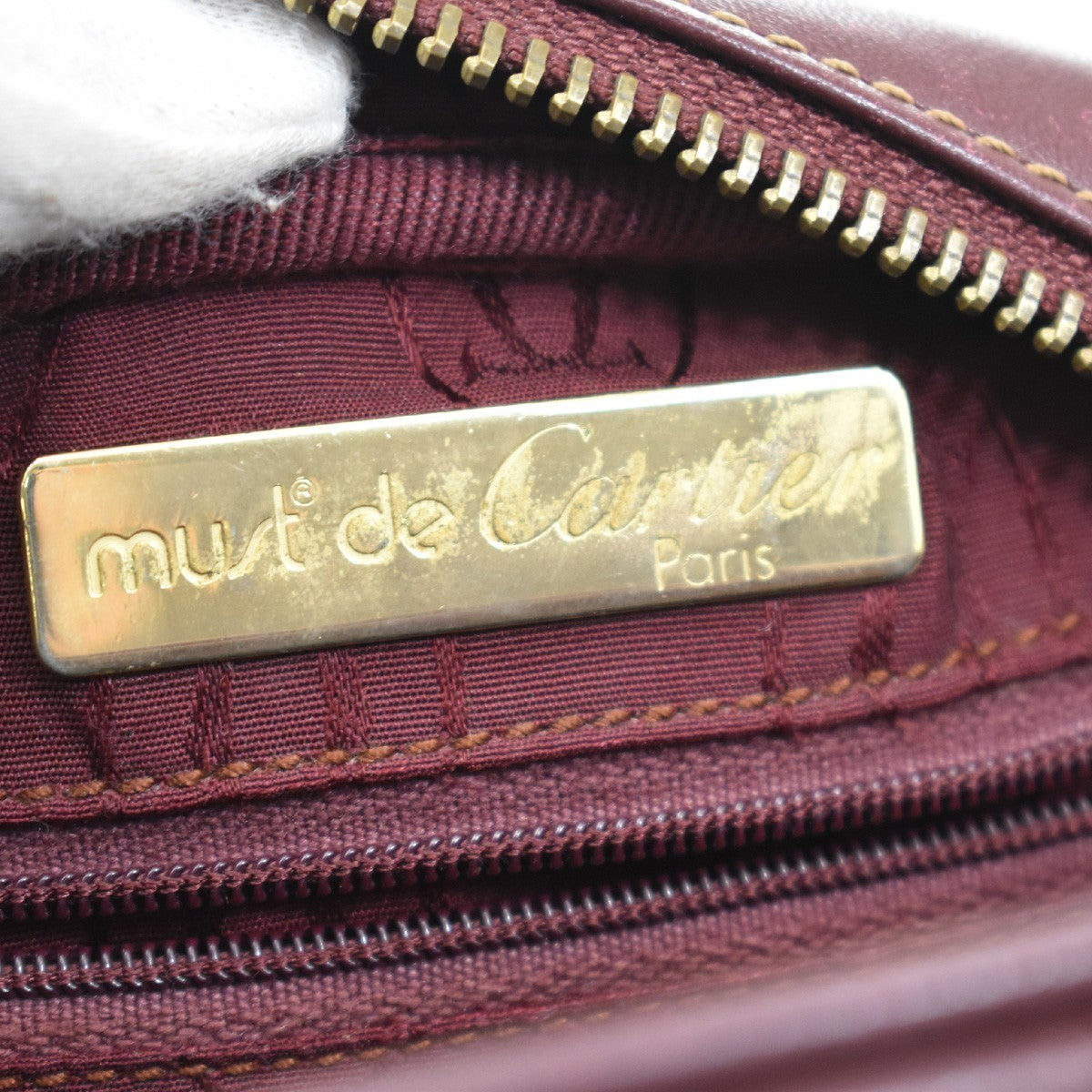 Cartier Must De Cartier Leather Red Leather Shoulder Bag Bag (Pre-Owned)