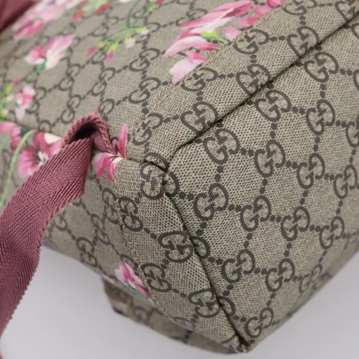 Gucci Buckle Blooms Print Gg Coated Canvas Beige Canvas Backpack Bag (Pre-Owned)