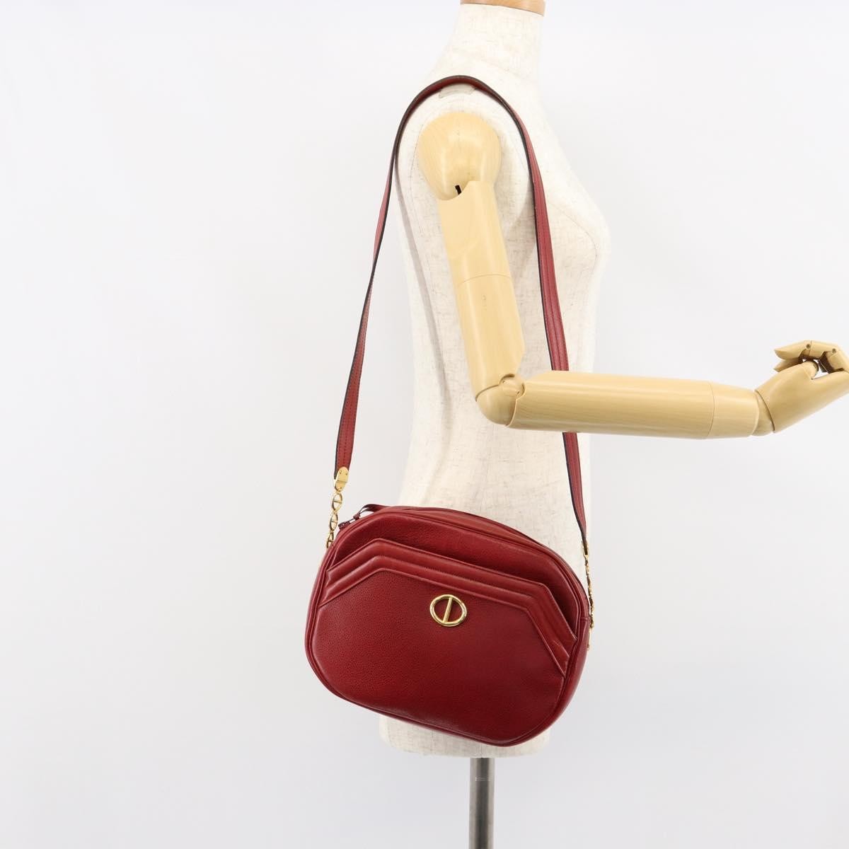 Christian Dior Vintage Leather Red Leather Shoulder Bag Bag (Pre-Owned)