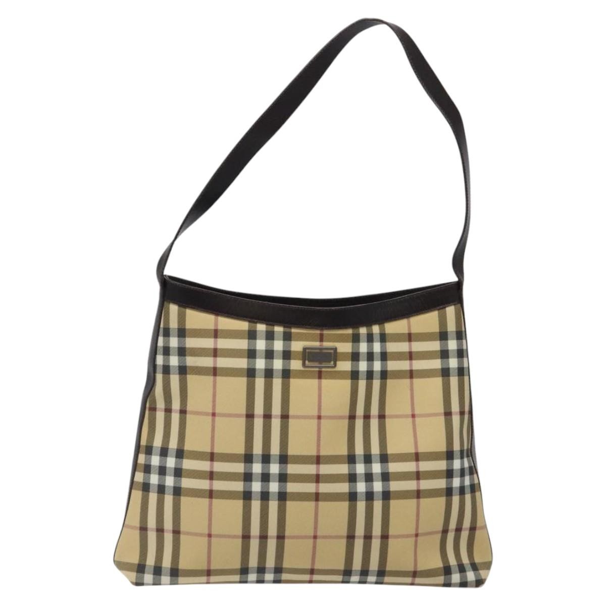 Burberry Nova Check Canvas And Leather Beige Canvas Shoulder Bag Bag (Pre-Owned)