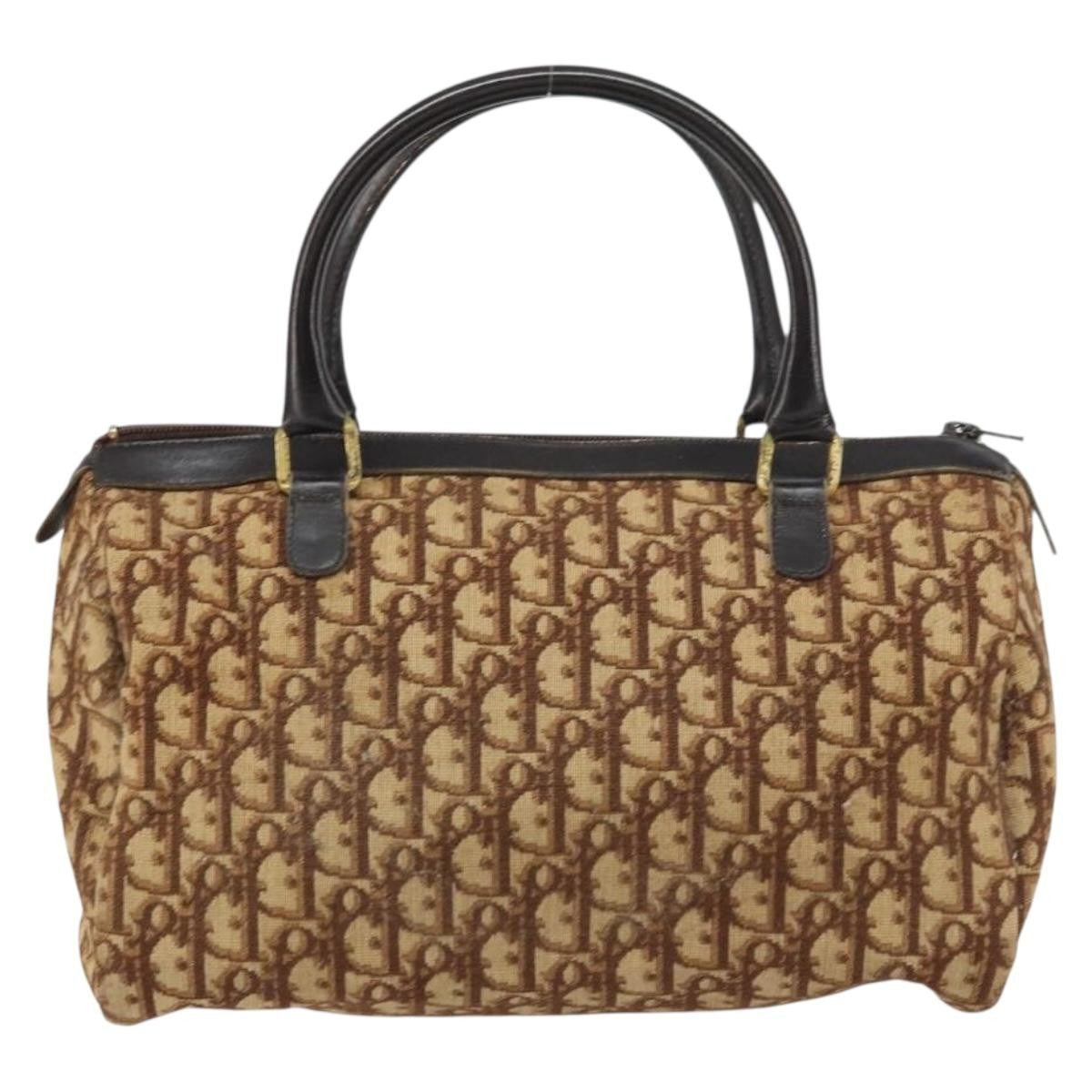 Christian Dior Vintage Cd Trotter Canvas Brown Canvas Handbag (Pre-Owned)