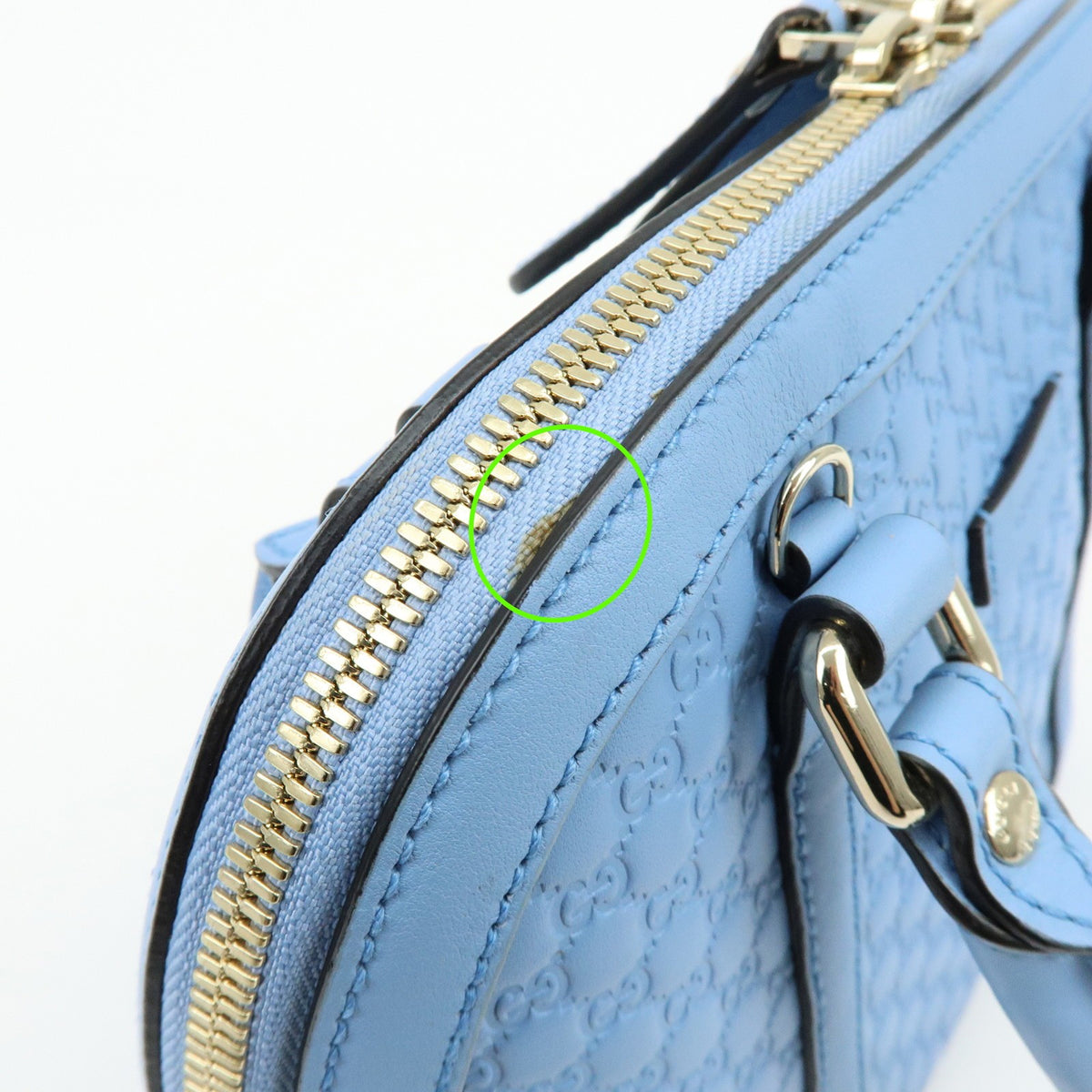 Gucci Convertible Dome Satchel Microguccissima Leather Blue Leather Handbag (Pre-Owned)