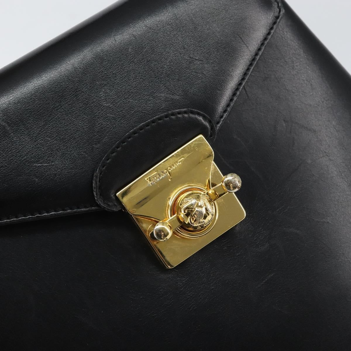 Salvatore Ferragamo Vintage Leather Black Leather Handbag (Pre-Owned)