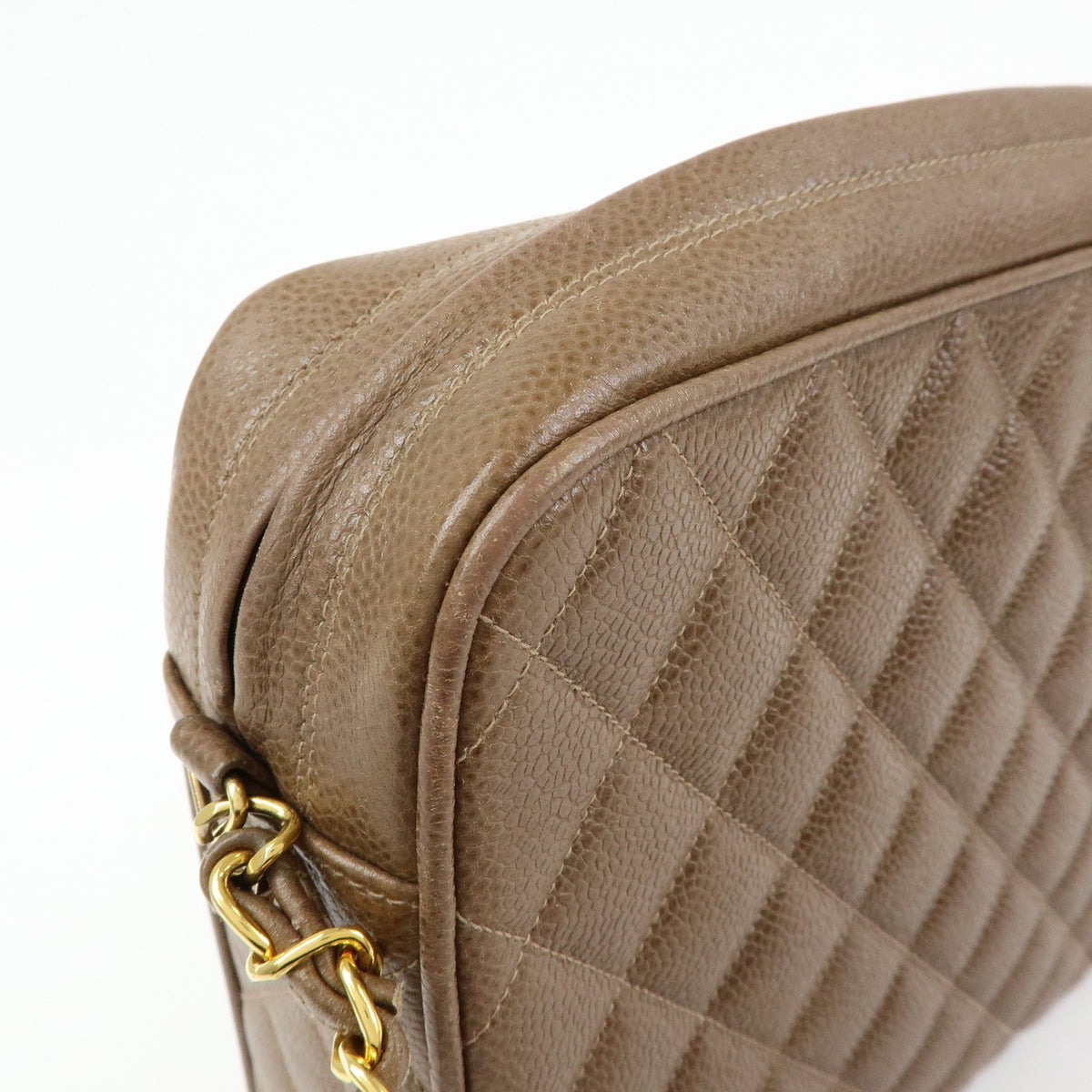 Chanel Vintage Front Pocket Camera Quilted Caviar Brown Leather Handbag (Pre-Owned)