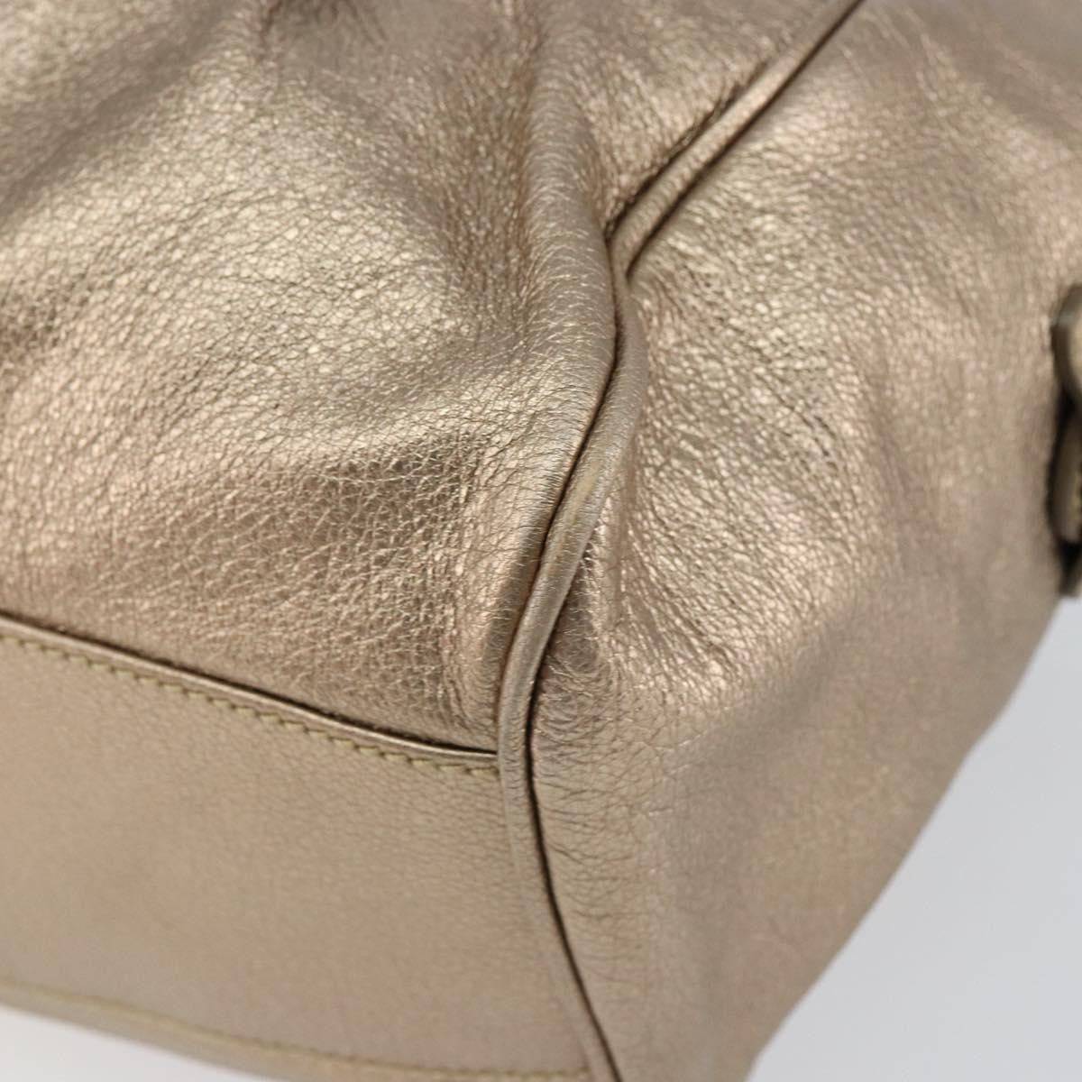 Salvatore Ferragamo Gancini Tote Leather Gold Leather Tote Bag Bag (Pre-Owned)