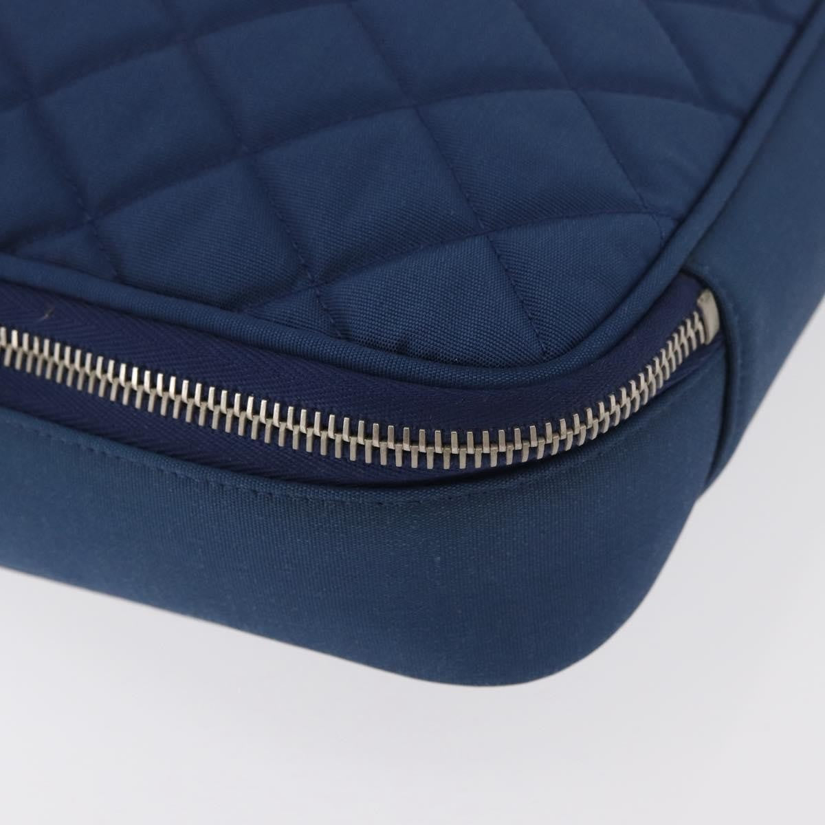 Chanel Laptop Sleeve Quilted Nylon Blue Nylon Clutche & Pouche Bag (Pre-Owned)