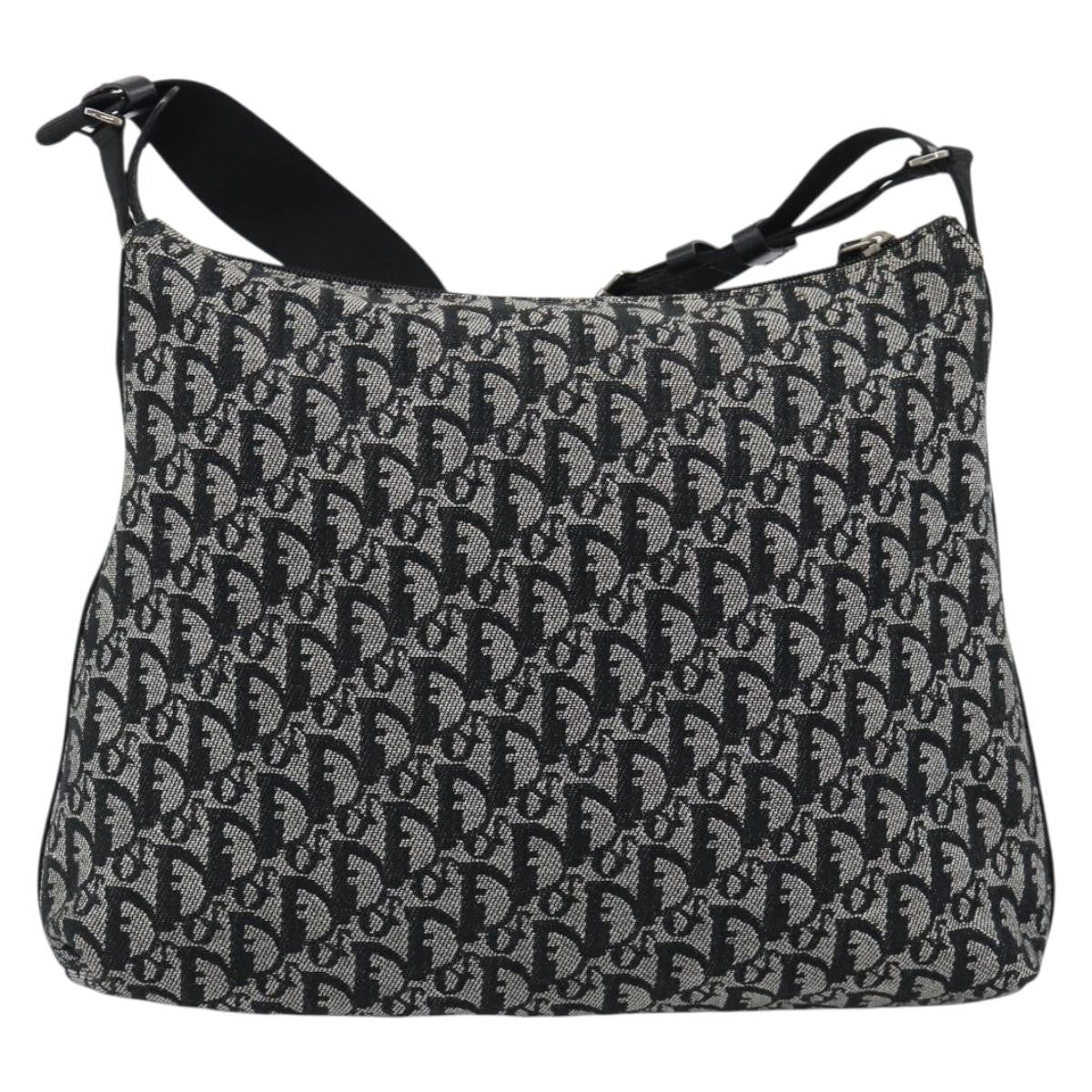 Christian Dior Vintage Trotter Messenger Diorissimo Canvas Black Canvas Shoulder Bag Bag (Pre-Owned)
