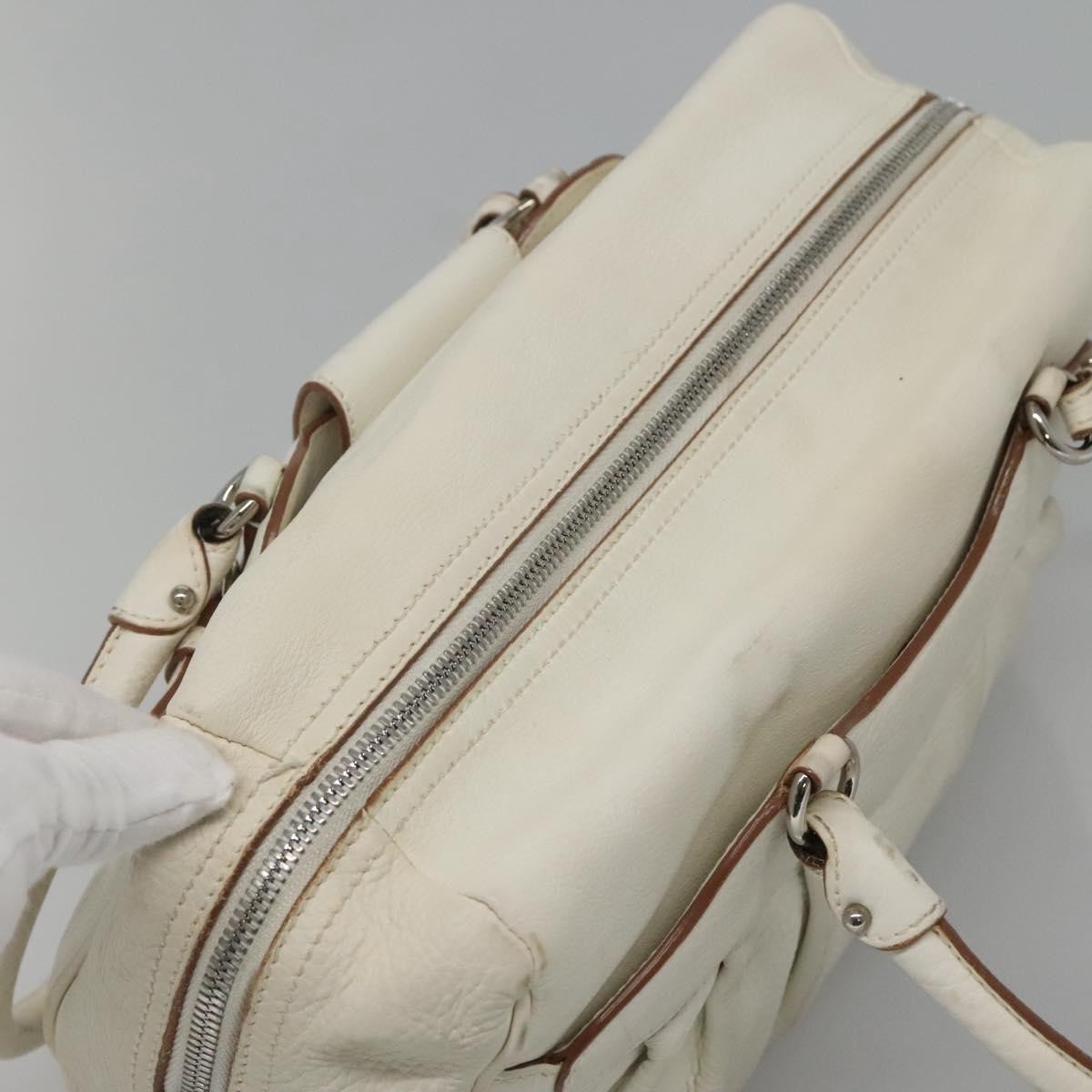 Salvatore Ferragamo Gancini Buckle Leather White Leather Shoulder Bag Bag (Pre-Owned)