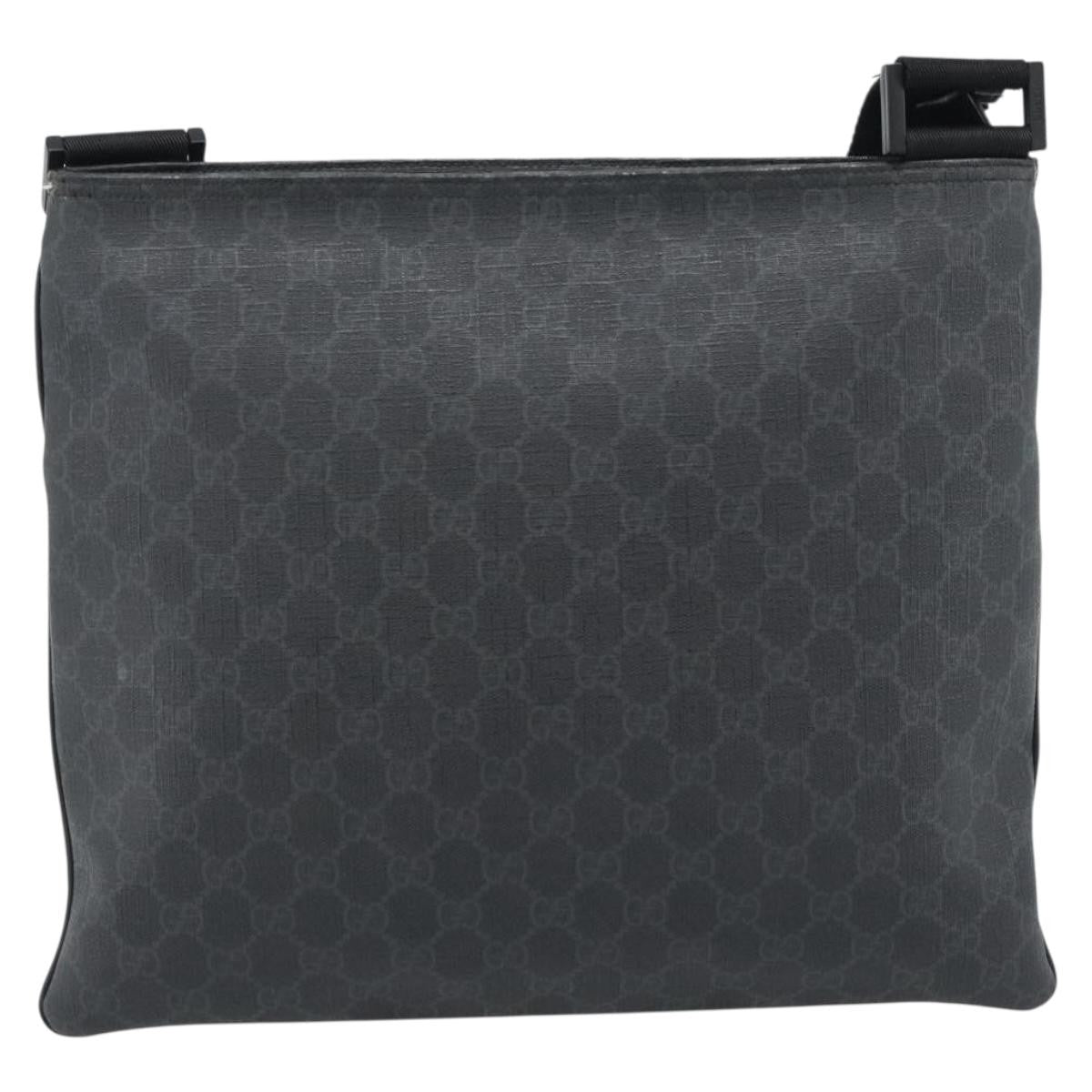Gucci Vintage Flat Messenger Gg Canvas And Leather Black Canvas Handbag (Pre-Owned)