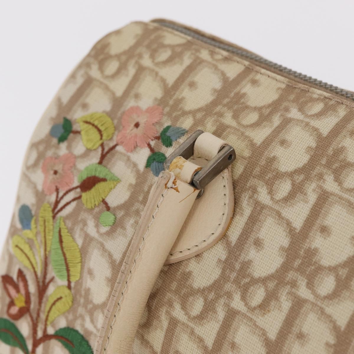 Christian Dior Vintage Boston Diorissimo Canvas Beige Canvas Handbag (Pre-Owned)