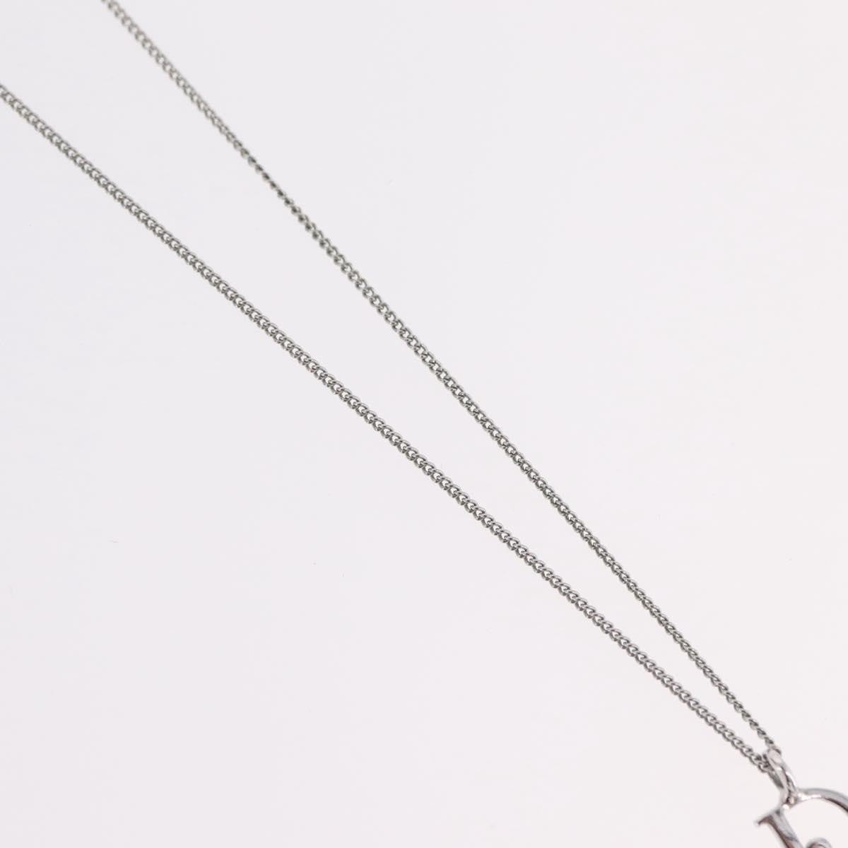 Christian Dior Vintage Logo Pendant Metal Silver Metal Necklace Jewelry (Pre-Owned)