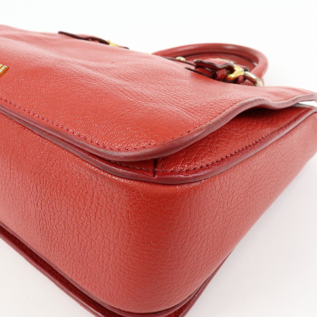 Miu Miu Madras Convertible Lock Leather Red Leather Tote Bag Bag (Pre-Owned)