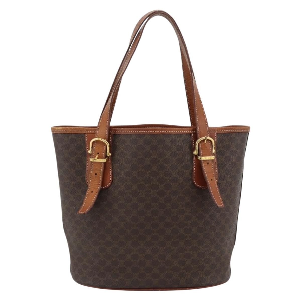Celine Vintage Macadam Canvas And Leather Brown Canvas Tote Bag Bag (Pre-Owned)