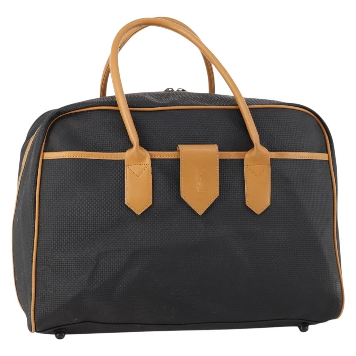Saint Laurent Vintage Boston Pvc Leather Black Pvc Travel Bag Bag (Pre-Owned)