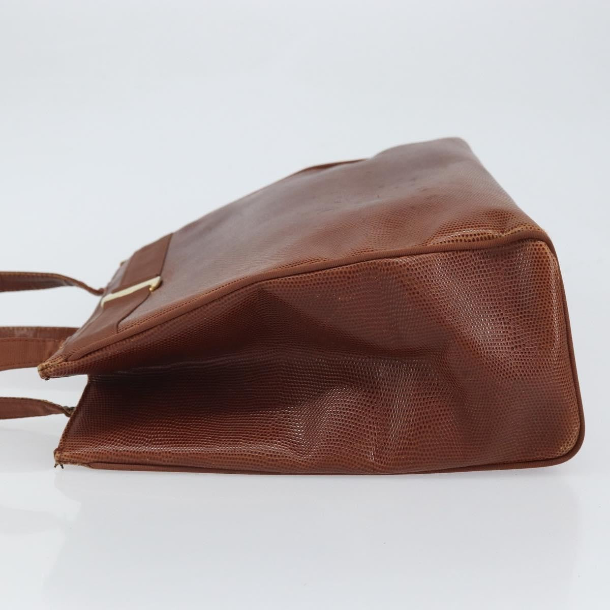 Salvatore Ferragamo Vala Tote Leather Brown Leather Tote Bag Bag (Pre-Owned)