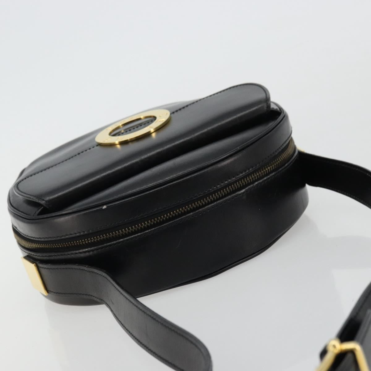 Celine Circle Logo Leather Black Leather Shoulder Bag Bag (Pre-Owned)