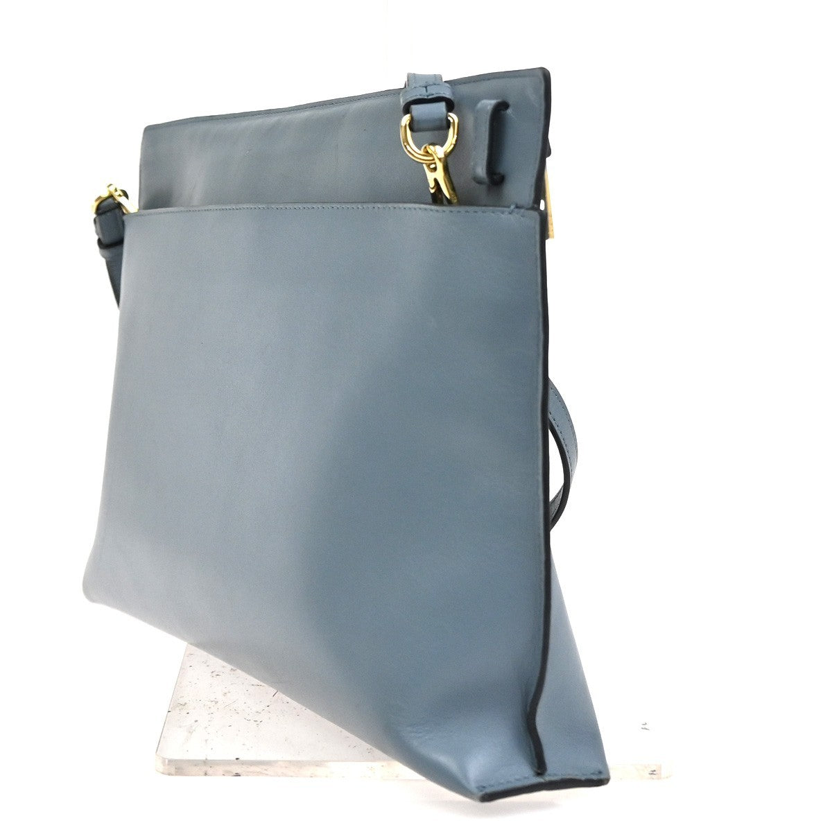 Loewe T Messenger Leather Blue Leather Shoulder Bag Bag (Pre-Owned)
