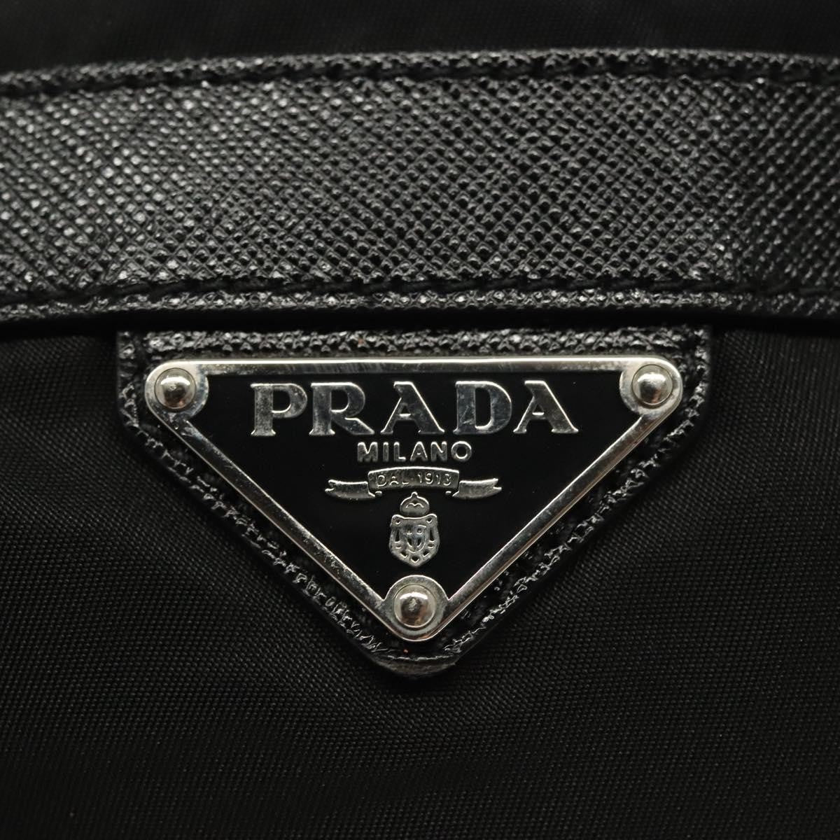 Prada Double Pocket Drawstring Tessuto Black Nylon Shoulder Bag Bag (Pre-Owned)