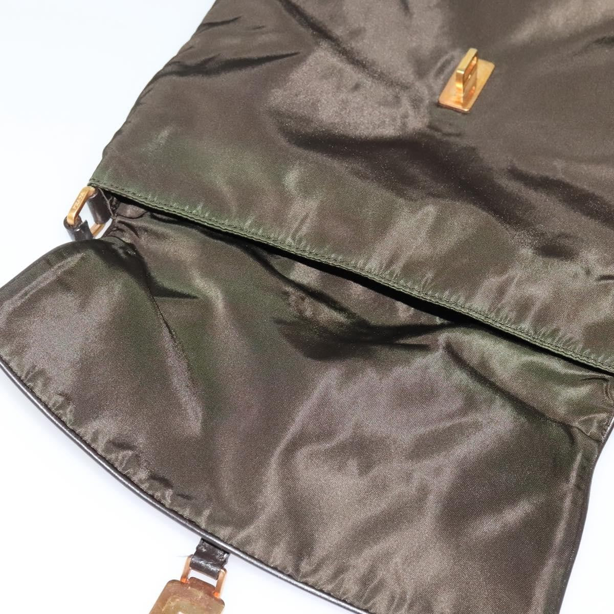 Prada Vintage Flap Messenger Tessuto Khaki Nylon Shoulder Bag Bag (Pre-Owned)