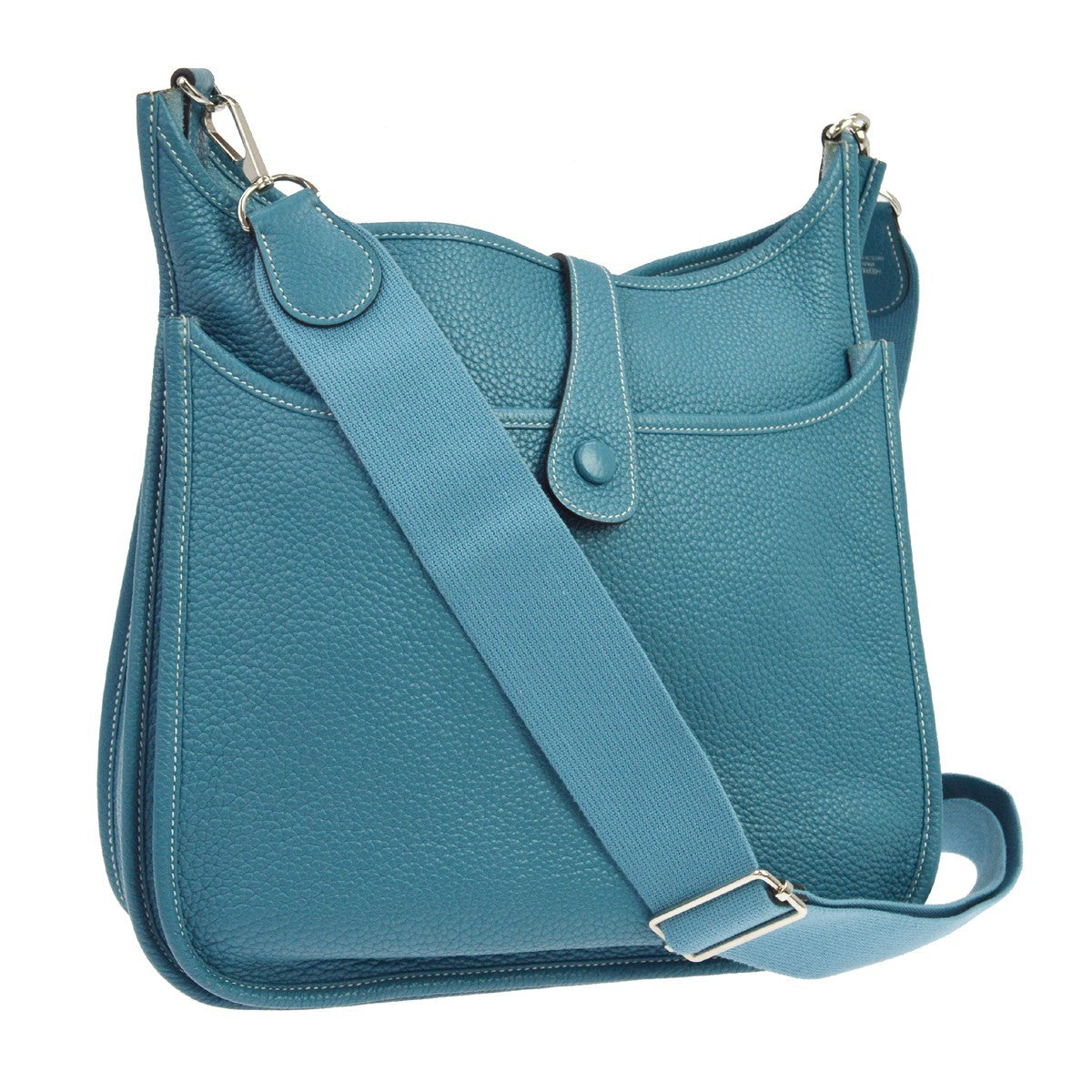 Hermes Evelyne Bag Gen Iii Clemence Blue Leather Shoulder Bag Bag (Pre-Owned)