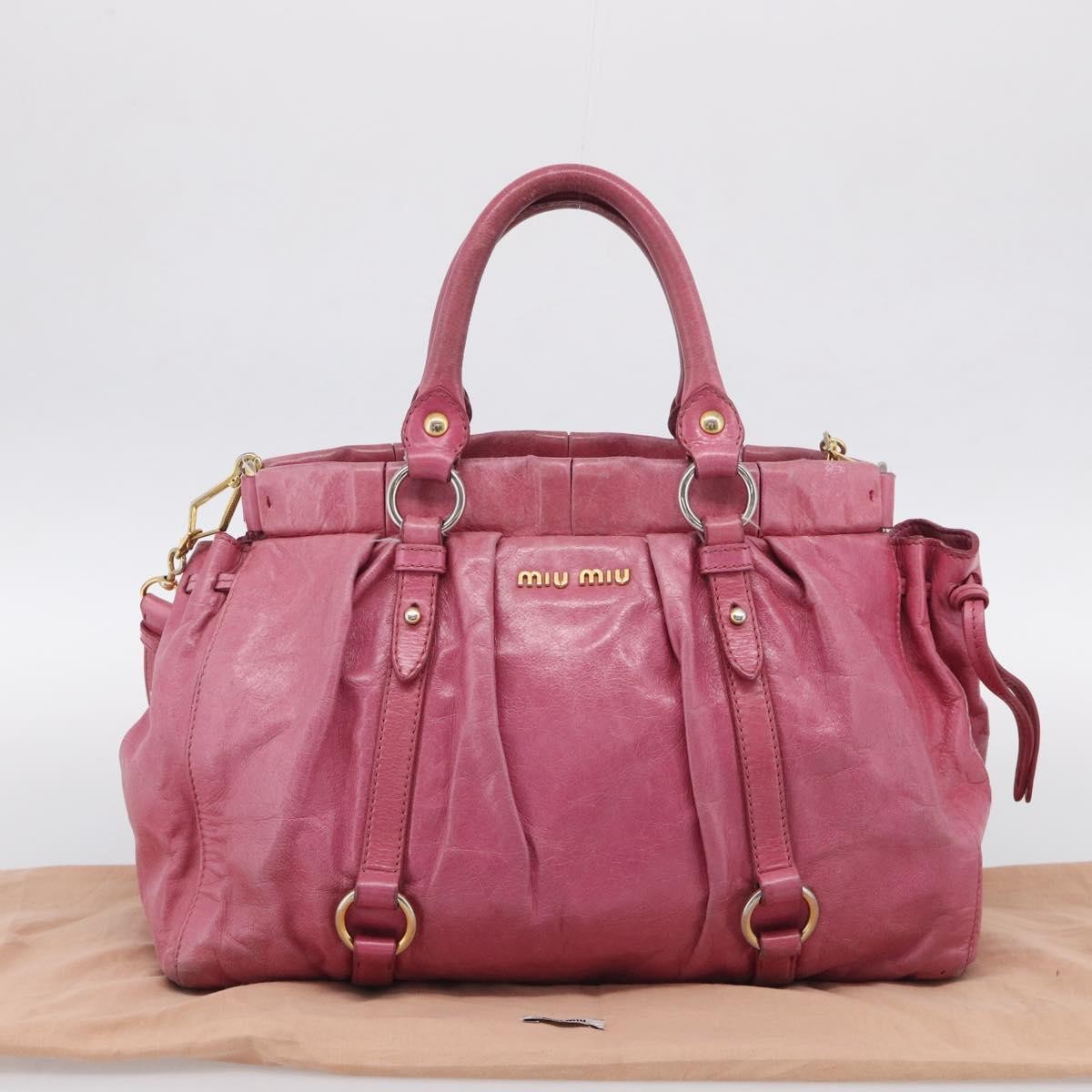 Miu Miu Vitello Lux Leather Pink Leather Handbag (Pre-Owned)