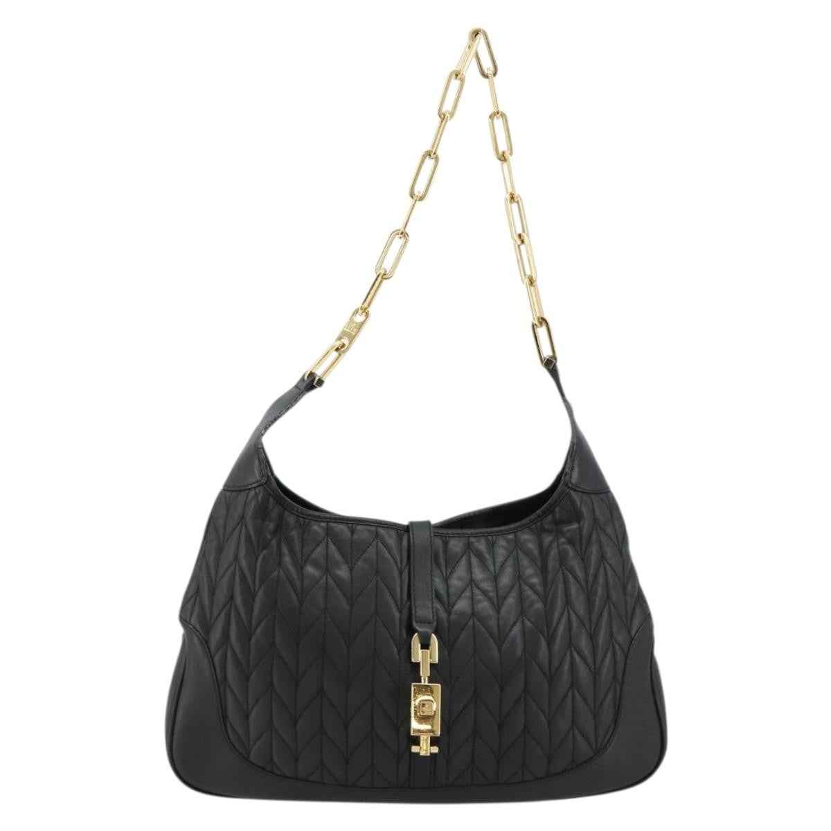 Gucci Vintage Jackie Shoulder Canvas And Leather Black Leather Handbag (Pre-Owned)