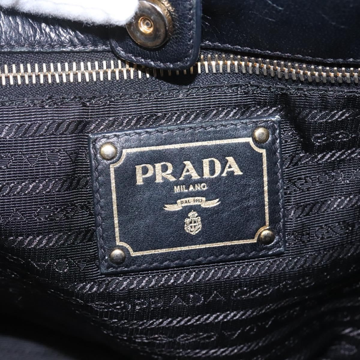 Prada Nappa Gaufre Bow Leather Black Leather Tote Bag Bag (Pre-Owned)