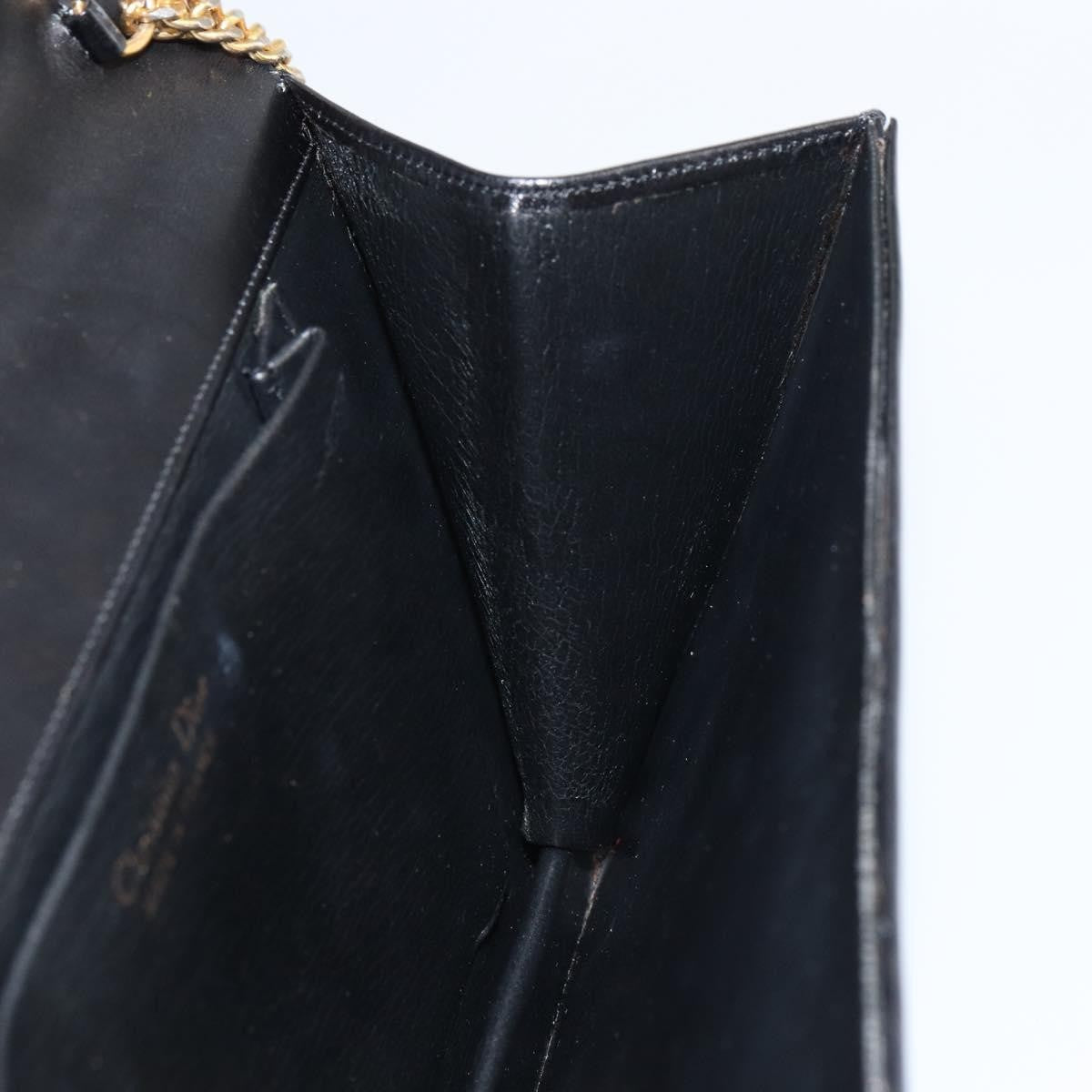 Christian Dior Vintage Chain Flap Leather Black Leather Shoulder Bag Bag (Pre-Owned)