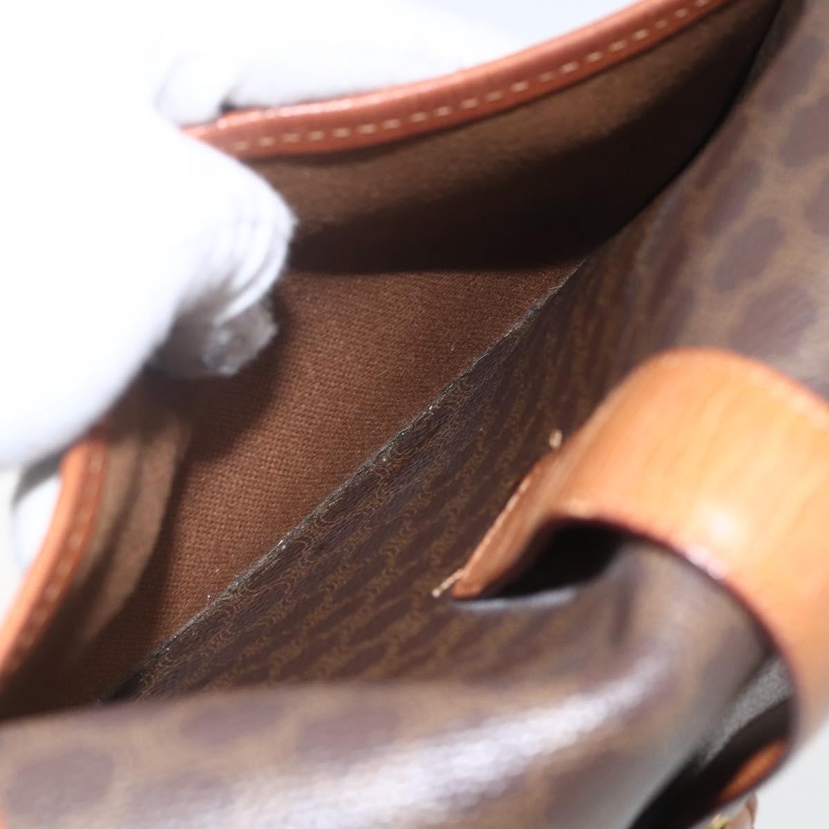 Celine Vintage Macadam Canvas And Leather Brown Canvas Shoulder Bag Bag (Pre-Owned)