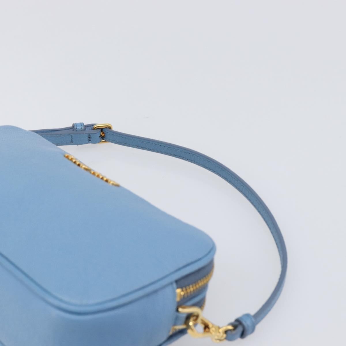 Miu Miu Double Zip Pochette Leather Blue Leather Clutche & Pouche Bag (Pre-Owned)