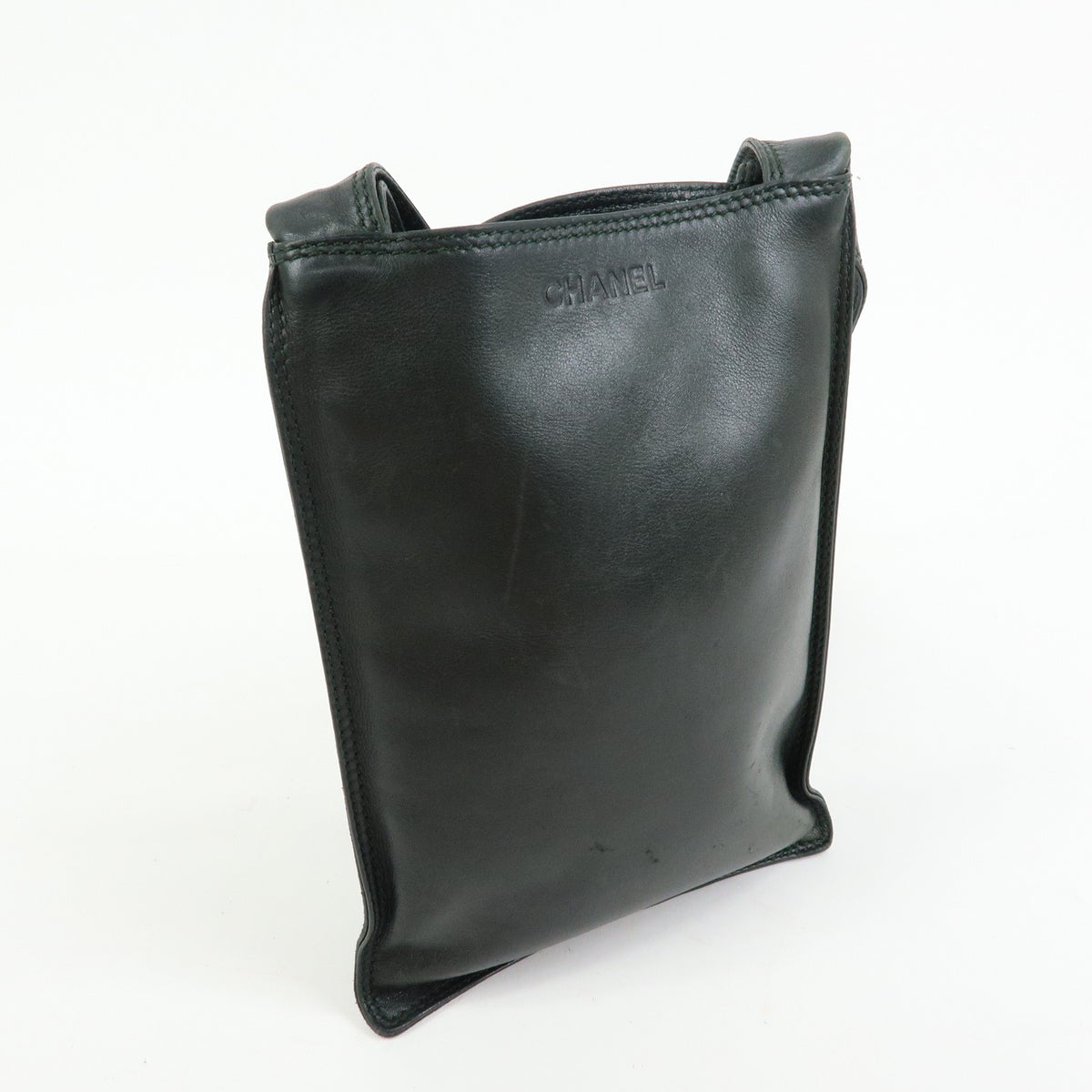 Chanel Flat Cc Lambskin Black Leather Backpack Bag (Pre-Owned)