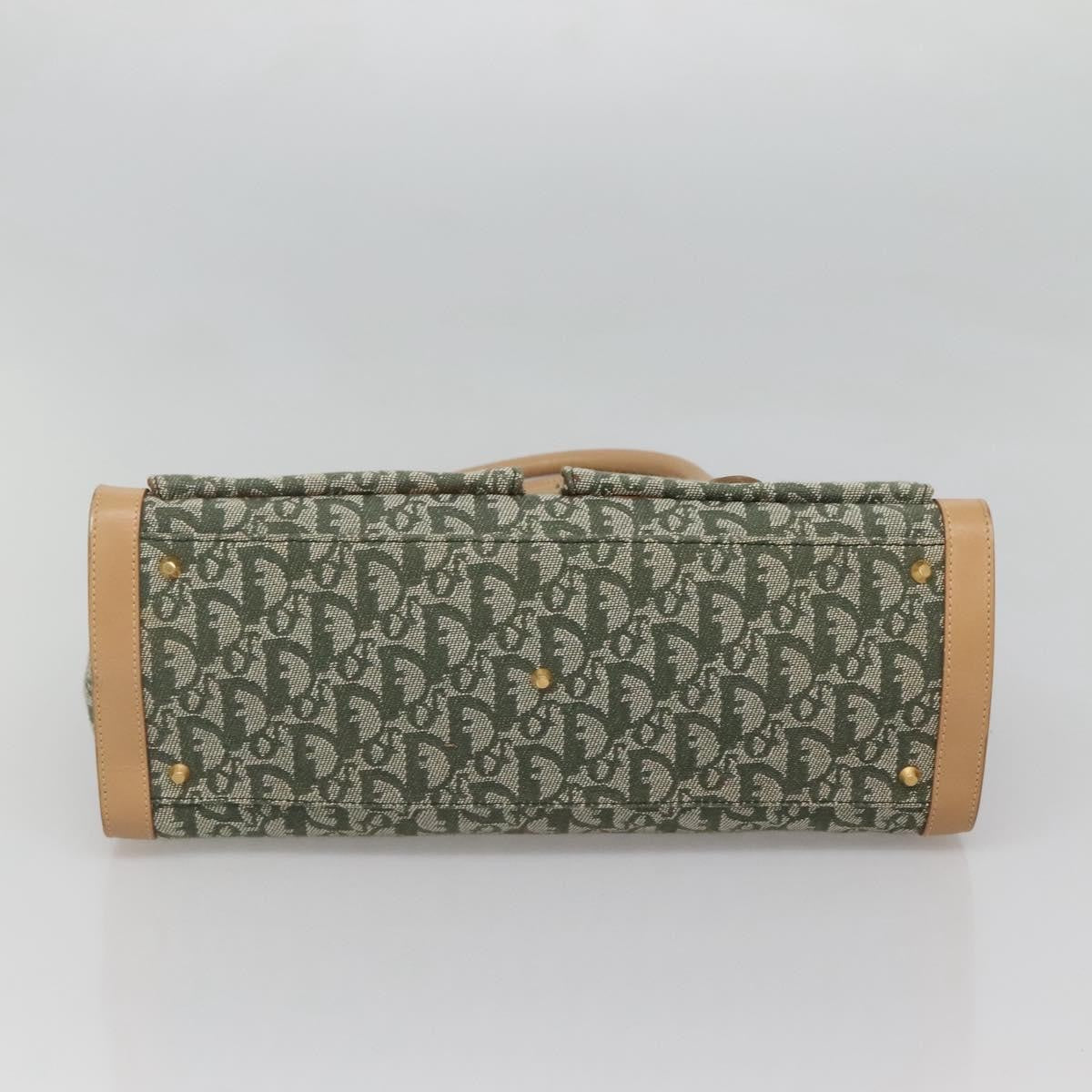 Christian Dior Vintage Trotter Double Pocket Tote Diorissimo Canvas Khaki Canvas Bag (Pre-Owned)