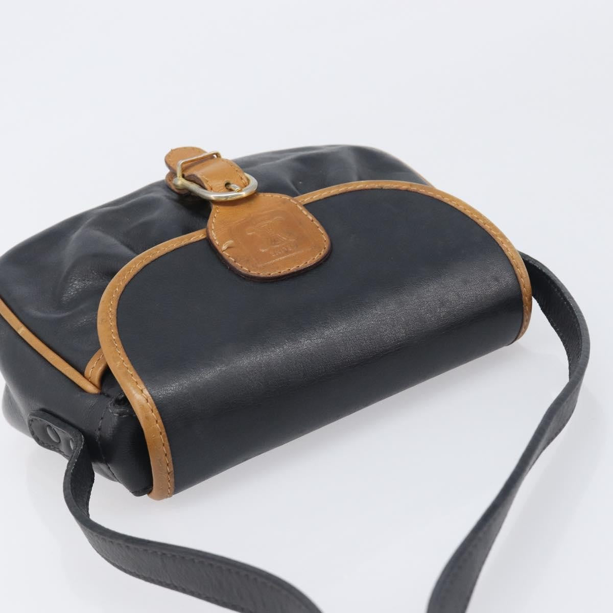 Celine Flap Shoulder Leather Black Leather Shoulder Bag Bag (Pre-Owned)