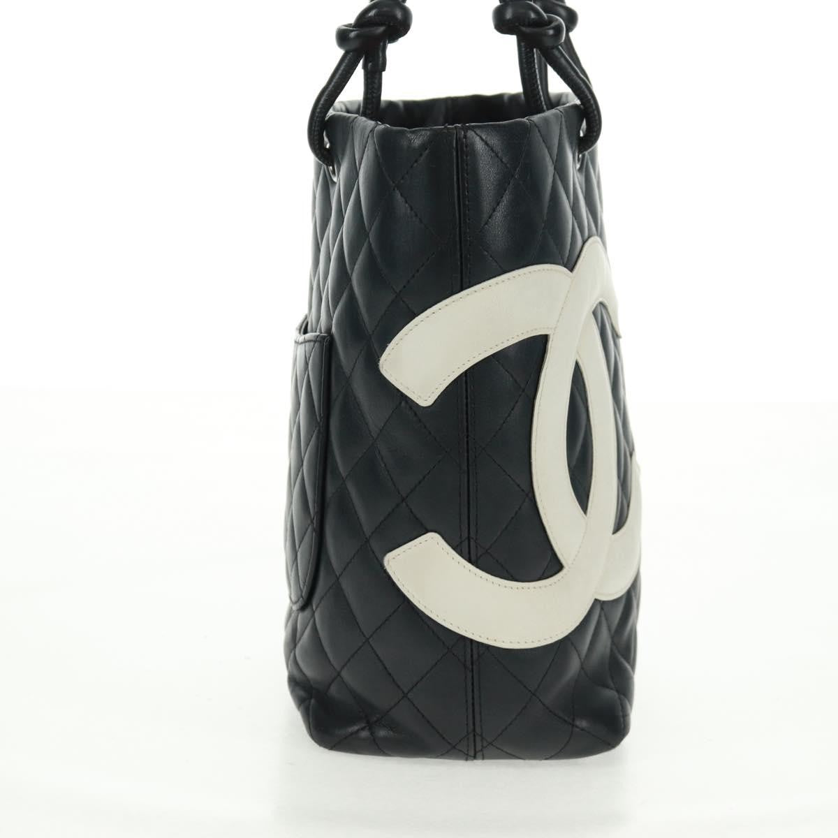 Chanel Cambon Tote Quilted Leather Black Leather Tote Bag Bag (Pre-Owned)