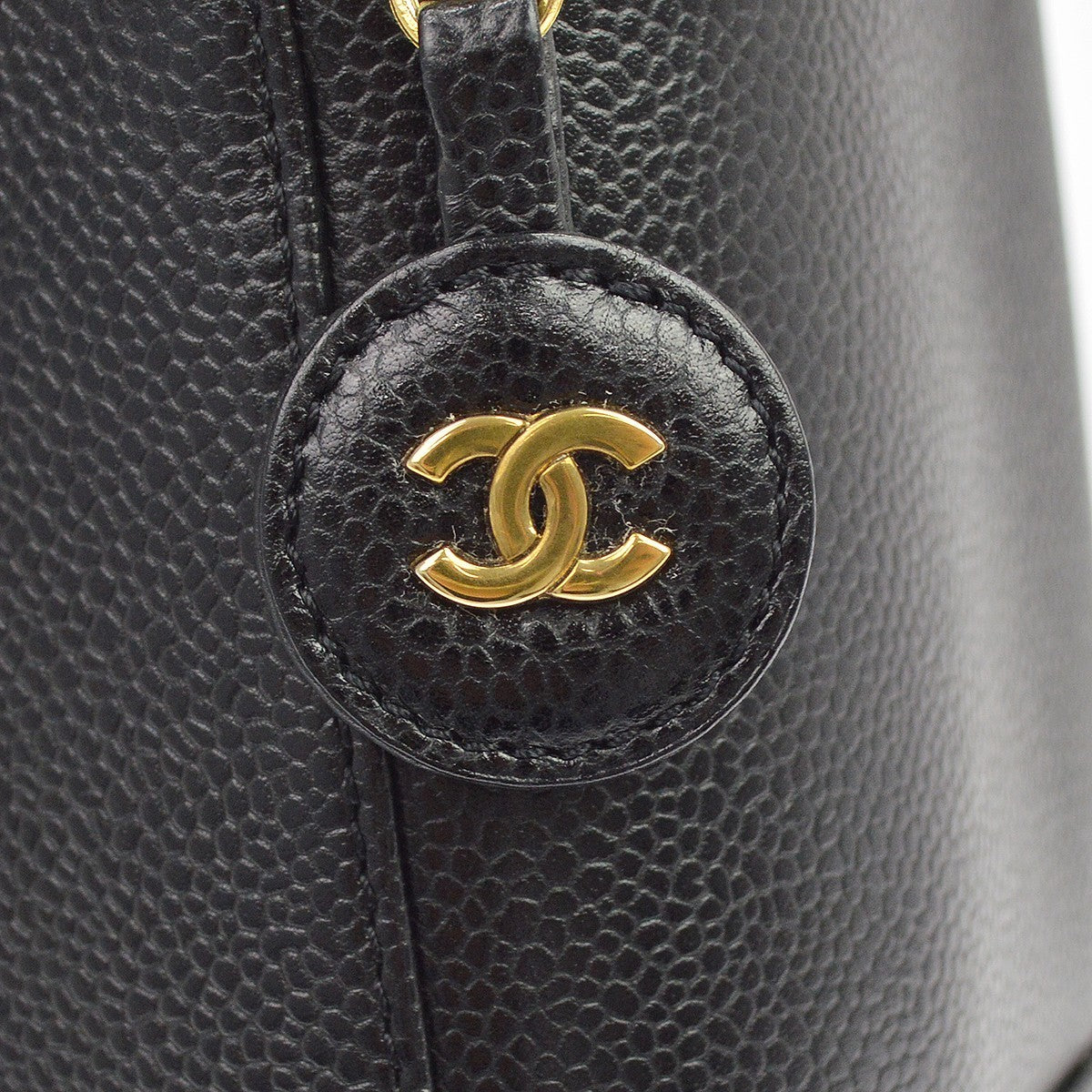 Chanel Vintage Timeless Vanity Case Caviar Black Leather Clutche & Pouche Bag (Pre-Owned)