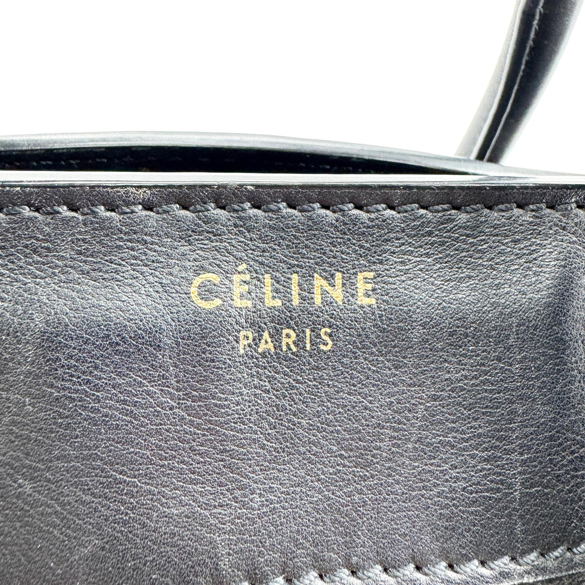 Celine Luggage Embossed Leather Black Leather Handbag (Pre-Owned)