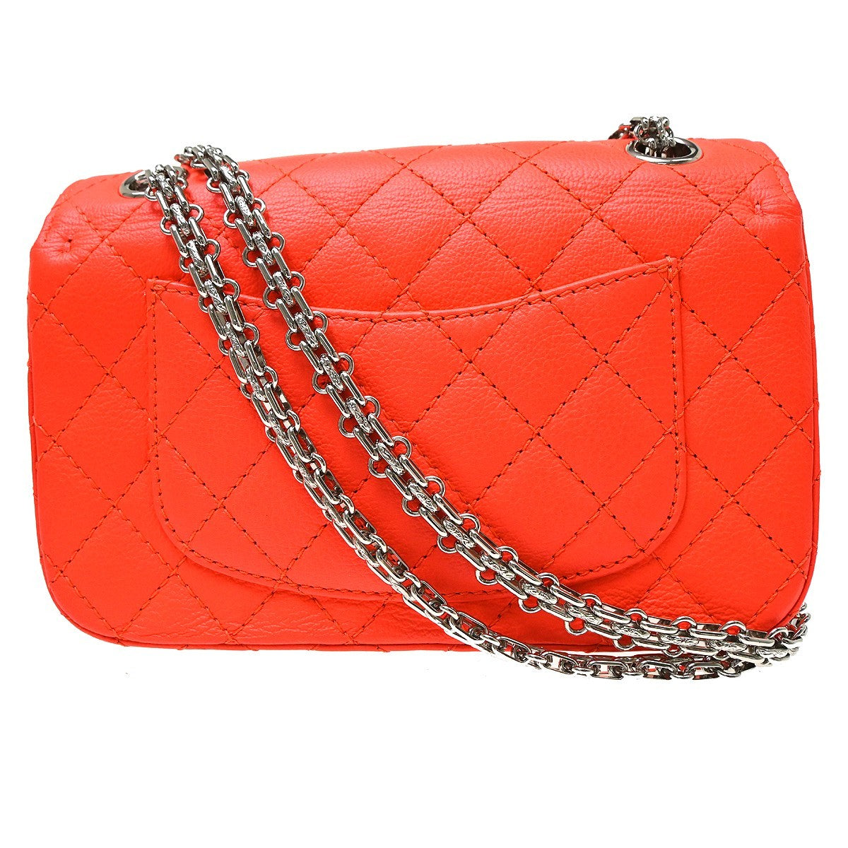 Chanel So Black Reissue 2.55 Flap Quilted Aged Calfskin Orange Leather Shoulder Bag Bag (Pre-Owned)