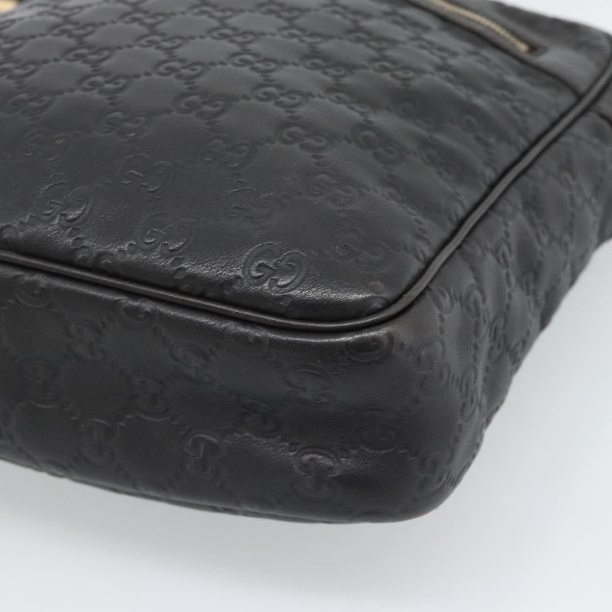 Gucci Front Zip Messenger Guccissima Leather Black Leather Shoulder Bag Bag (Pre-Owned)