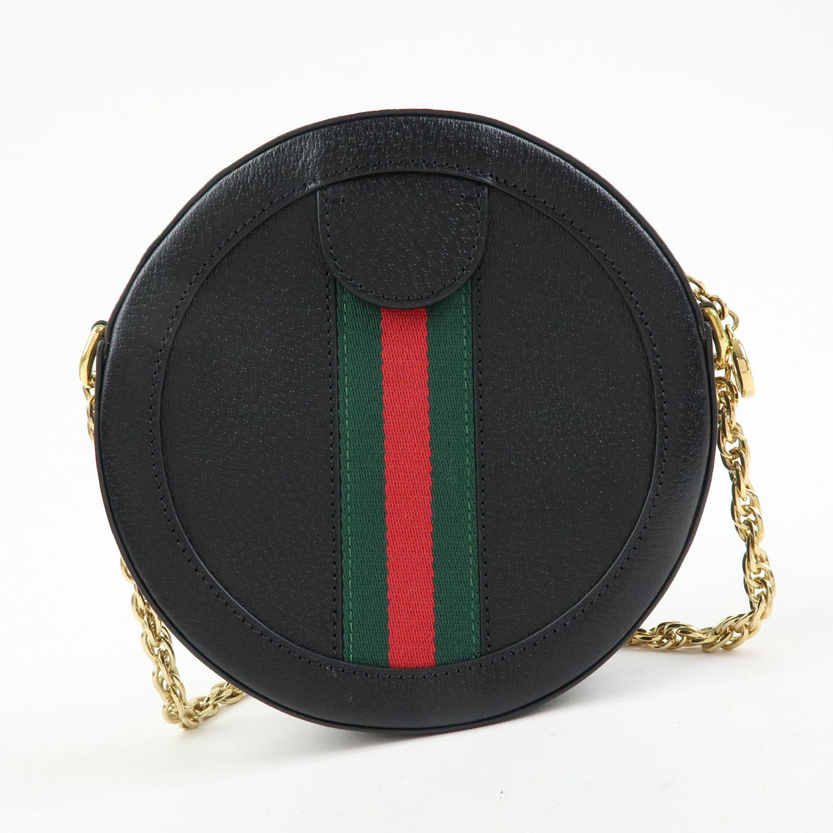 Gucci Ophidia Round Leather Black Leather Shoulder Bag Bag (Pre-Owned)