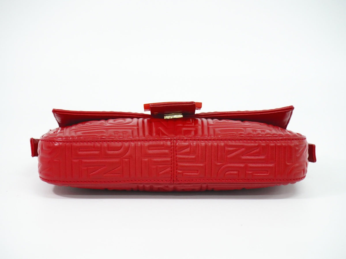 Fendi Mamma Baguette Leather Red Leather Handbag (Pre-Owned)