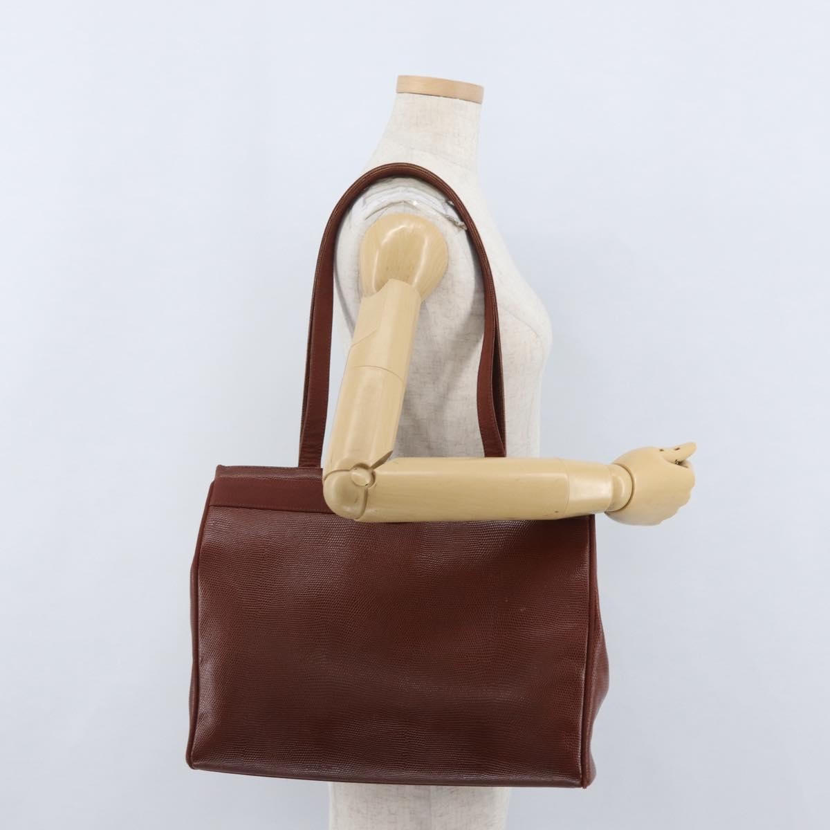 Salvatore Ferragamo Vala Tote Embossed Leather Brown Leather Tote Bag Bag (Pre-Owned)