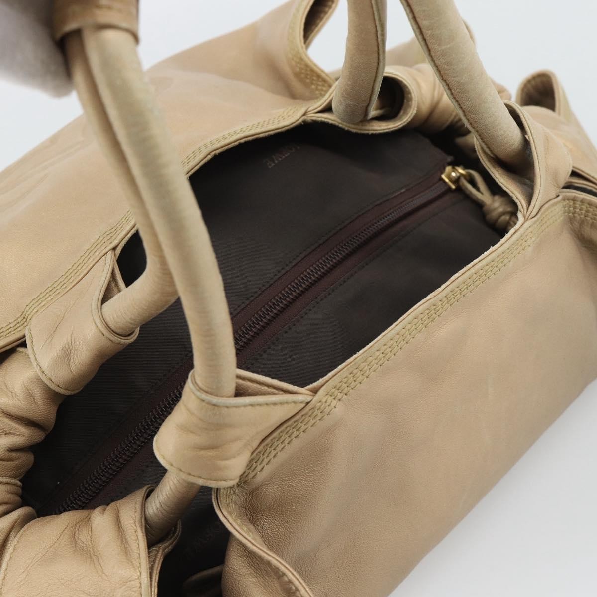 Loewe Anagram Logo Nappa Aire Hand Leather Beige Leather Handbag (Pre-Owned)