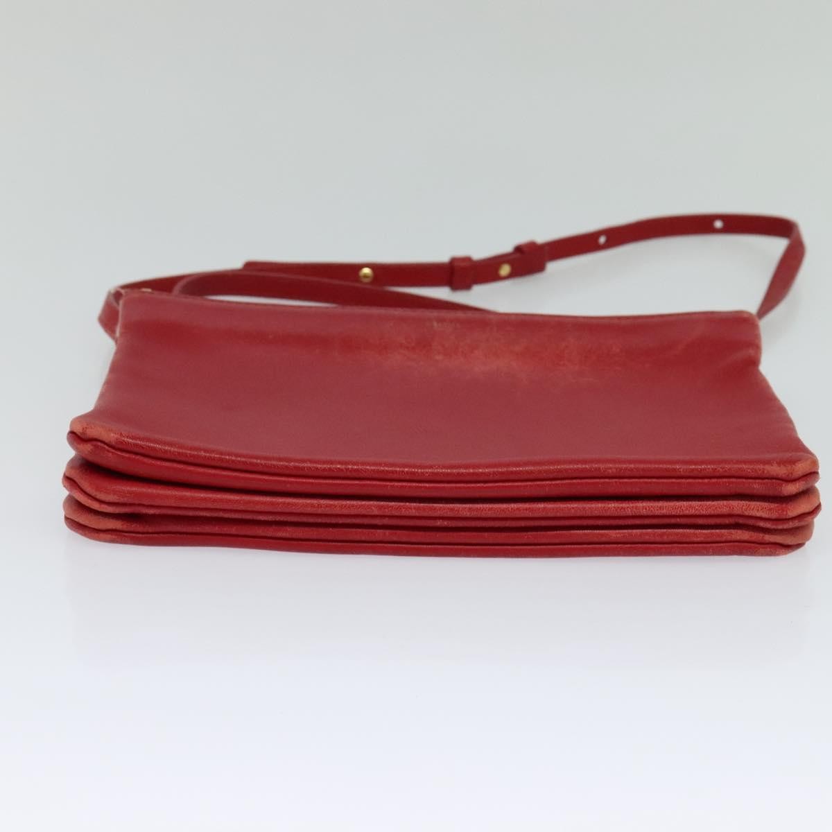 Celine Trio Zip Clutch Leather Red Leather Clutche & Pouche Bag (Pre-Owned)