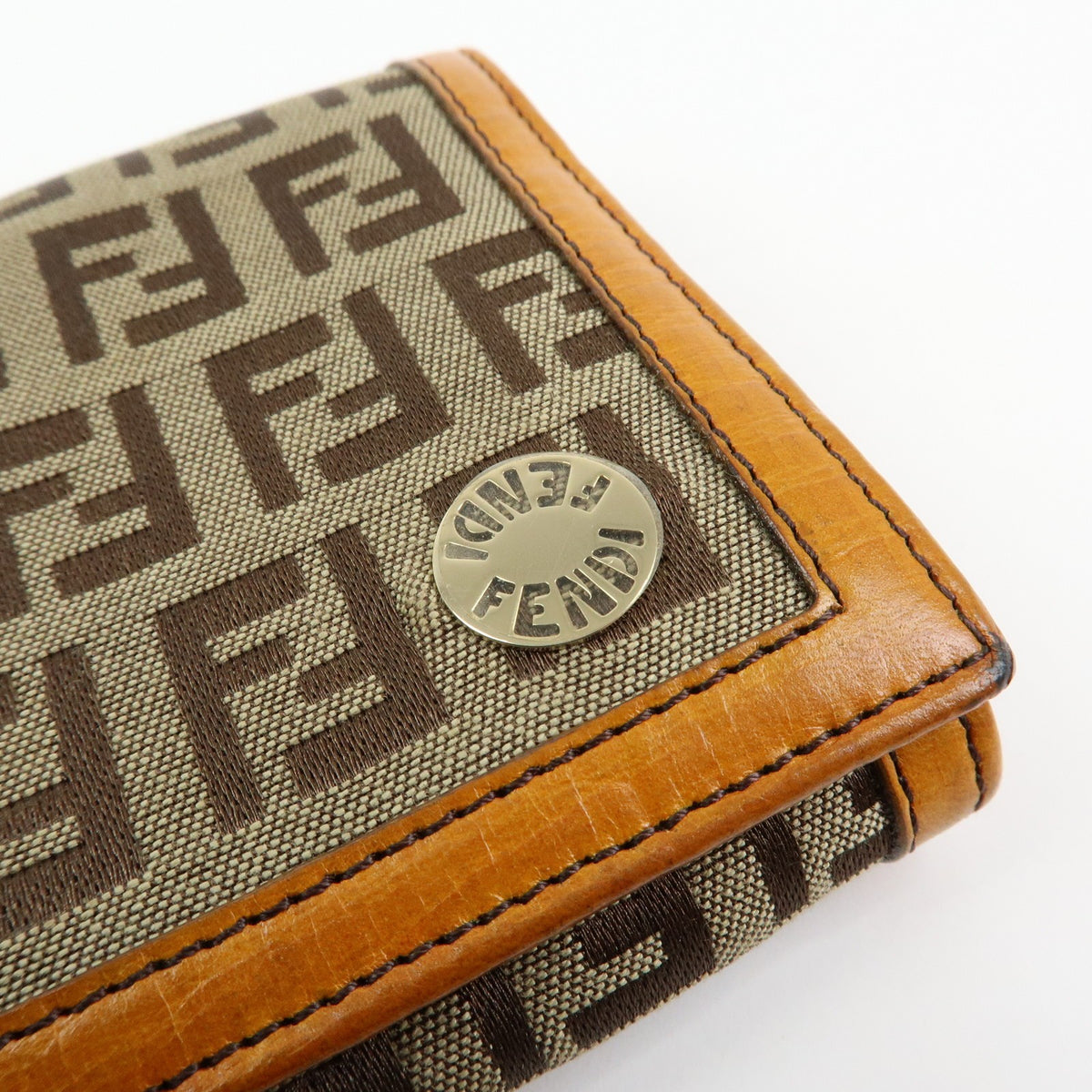 Fendi Bifold Zucca Coated Canvas Beige Canvas Wallets Accessory (Pre-Owned)