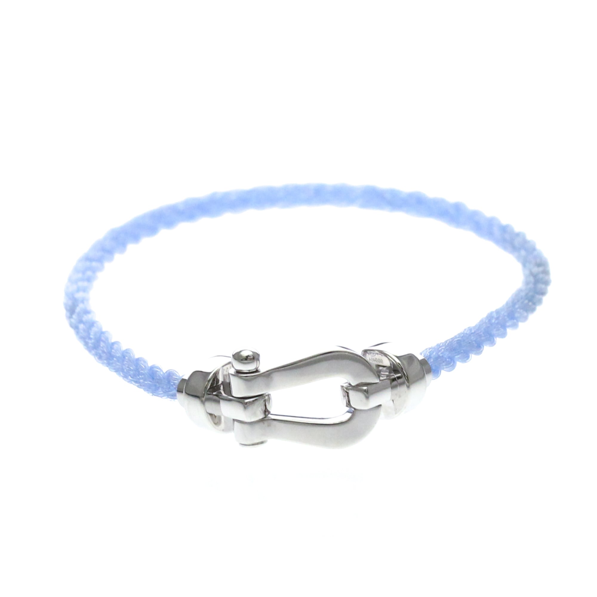 Fred Paris Force 10 Woven Cord With Stainless Steel And 18K White Gold Silver White_Gold Bracelet Jewelry (Pre-Owned)