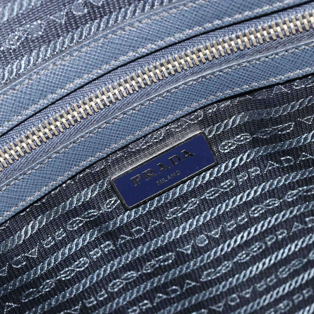 Prada Zip Around Saffiano Leather Navy Leather Briefcase Bag (Pre-Owned)