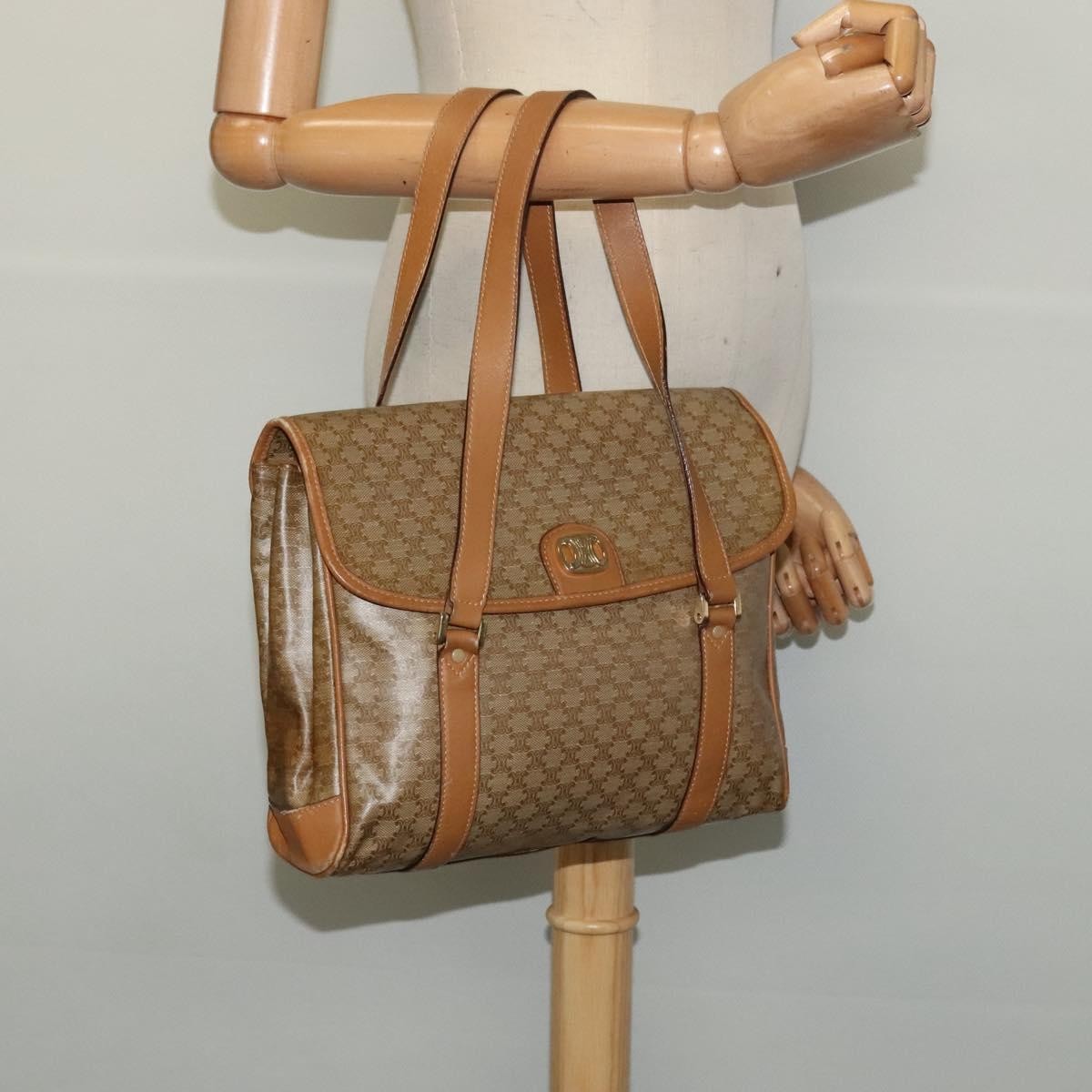 Celine Vintage Macadam Canvas Beige Canvas Bag (Pre-Owned)